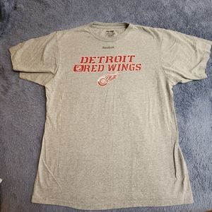 Reebok Detroit Red Wings Gray Logo Men's‎ Large Short Sleeve T-shirt